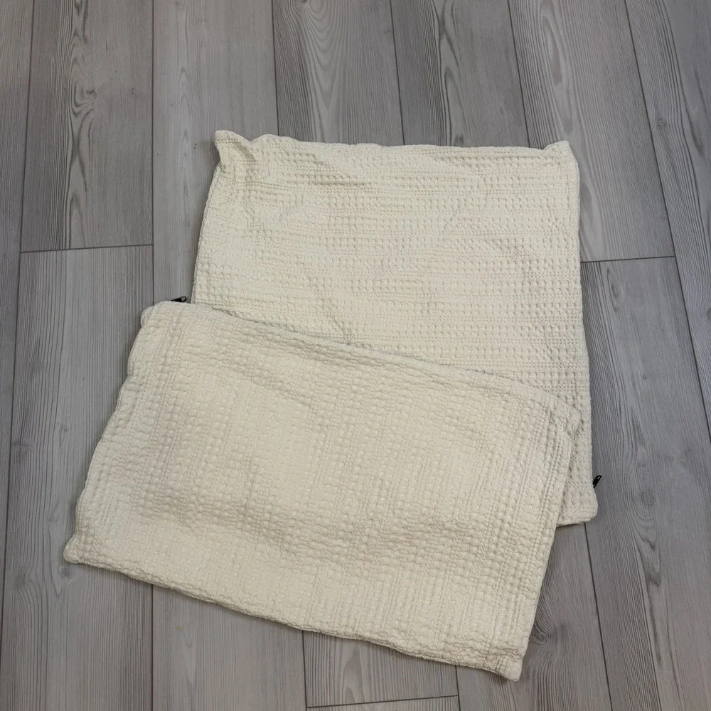 Set Of 2 Pottery‎ Barn Pillow Shams Cream Ivory Colored Textured READ